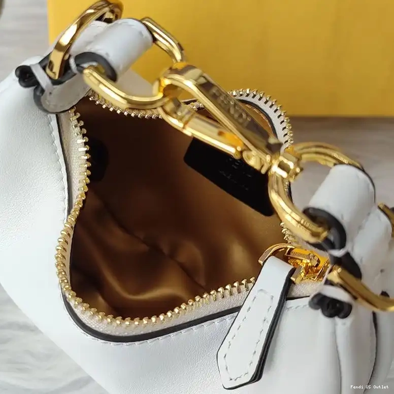 Vintage HOT Calf Bag Hobo Fendi Leather In Fendigraphy White Nano 0429